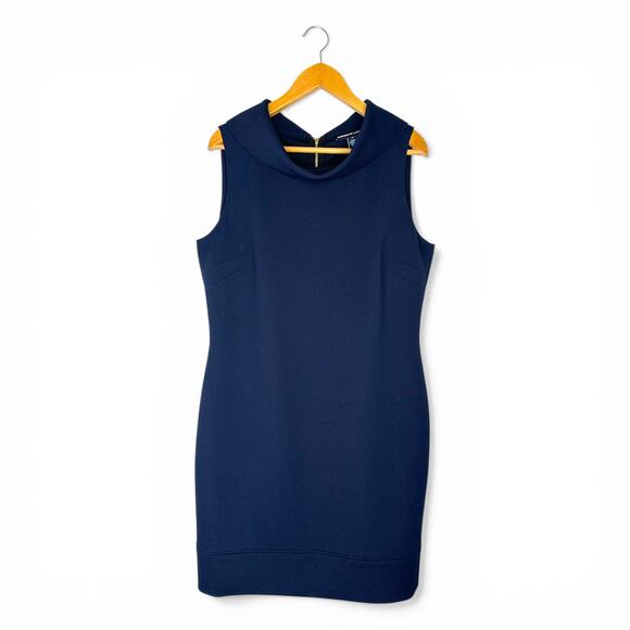 American Living Women's Cowl-Neck Sheath Dress Size 16 Navy Blue Sleeveless - Picture 2 of 9